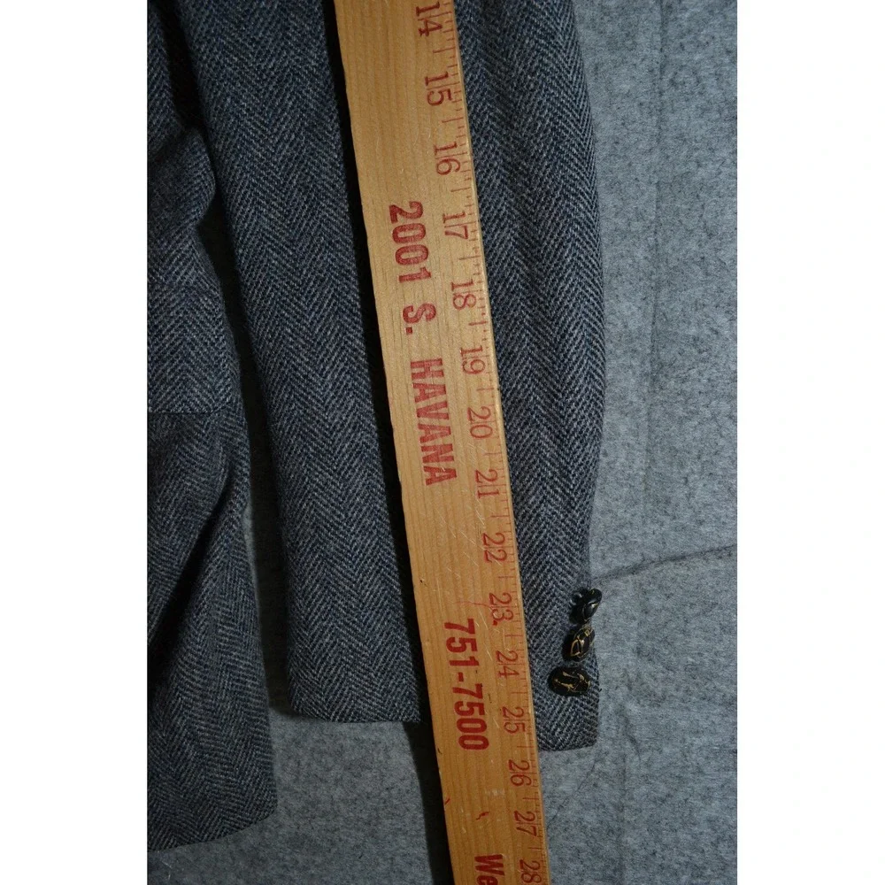 VTG Lanvin Blazer Mens 42 Gray Herringbone Scotland Camel Hair 90s Sport Coat‎